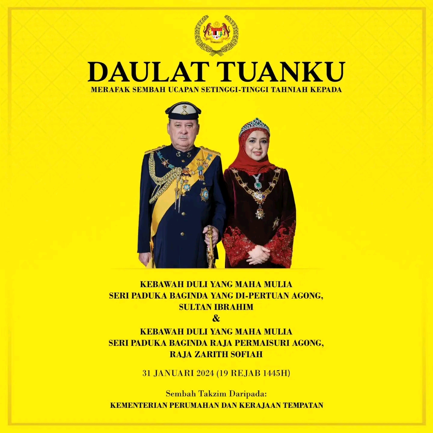 Daulat Tuanku, Merafak Sembah Ucapan Setinggi-tinggi Tahniah